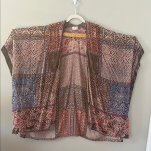Free People burn out velvet Multicolor Patterned Kimono OS